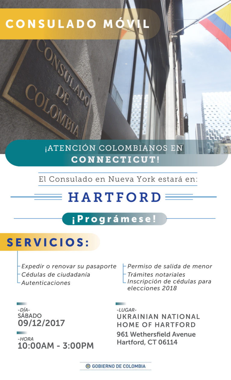 Si vive en Connecticut, el Consulado en Nueva York estará mañana  en Hartford