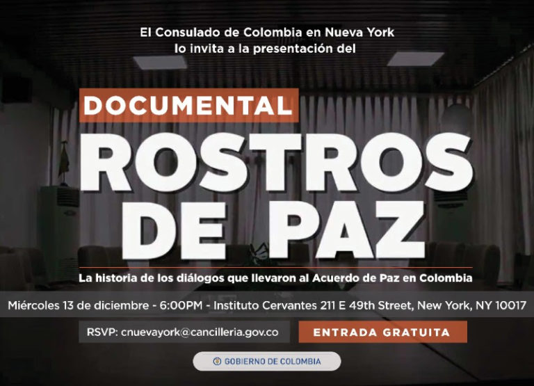 No se pierda la historia de los diálogos que llevaron al acuerdo de paz en Colombia. Se presenta en Nueva York Rostros de Paz
