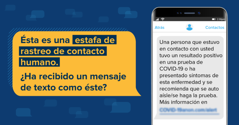 Estafas con mensajes de texto de rastreo de contacto por COVID-19